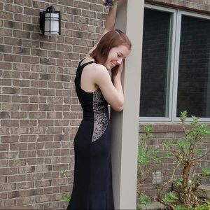 Floor length black prom dress